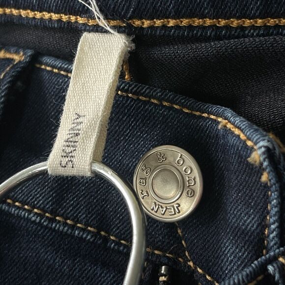 Rag & Bone SZ 27 Skinny Jean Bedford Low-Rise Pockets Zip-Fly Dark Wash Blue - Picture 9 of 12